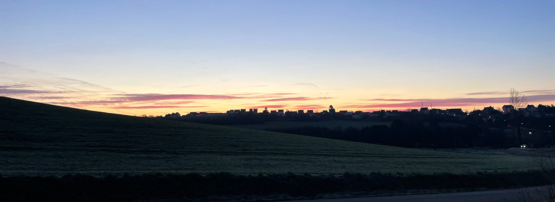 Lever de soleil sur Rinxent, samedi 12 février 2021