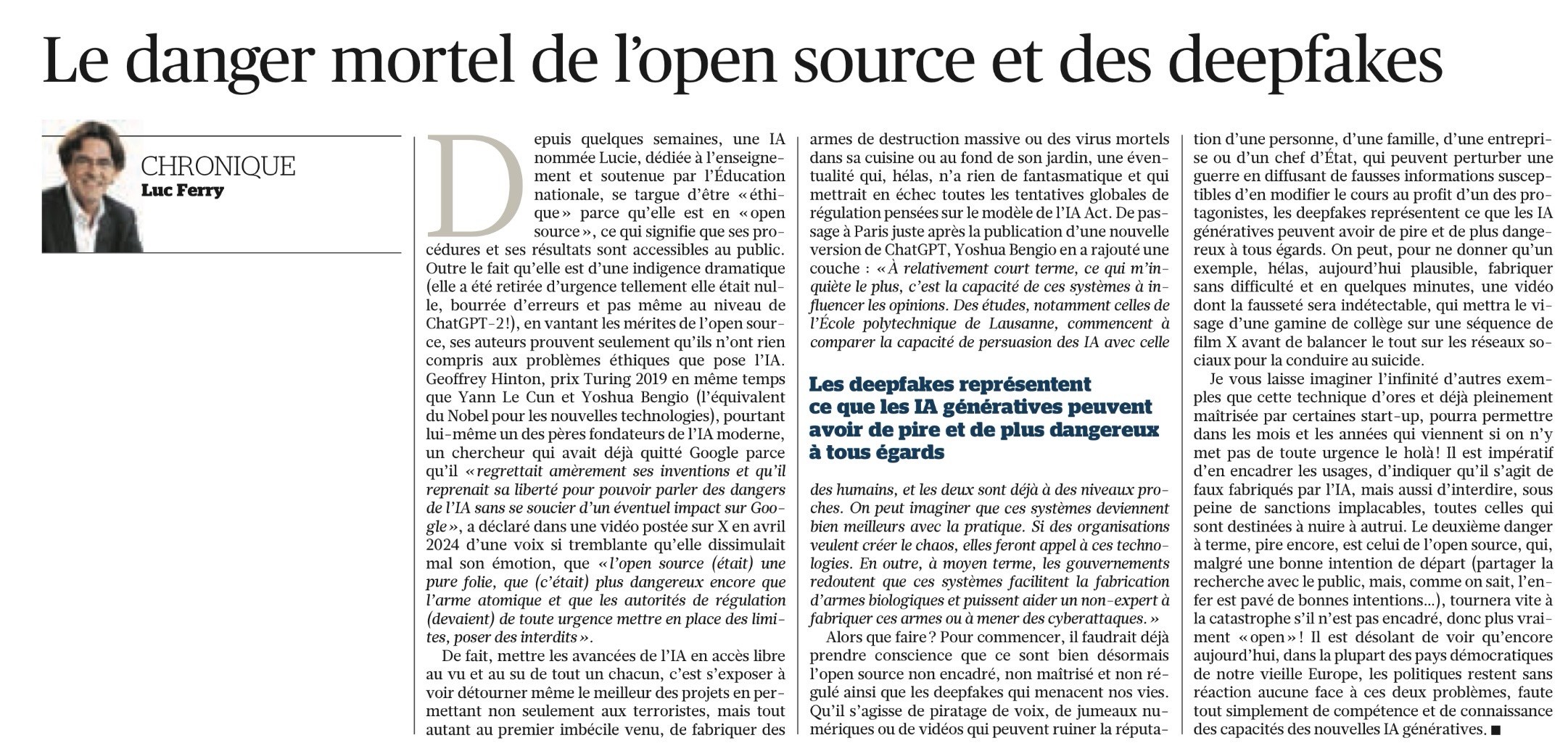 « Le danger mortel de l'open source et des deepfakes »